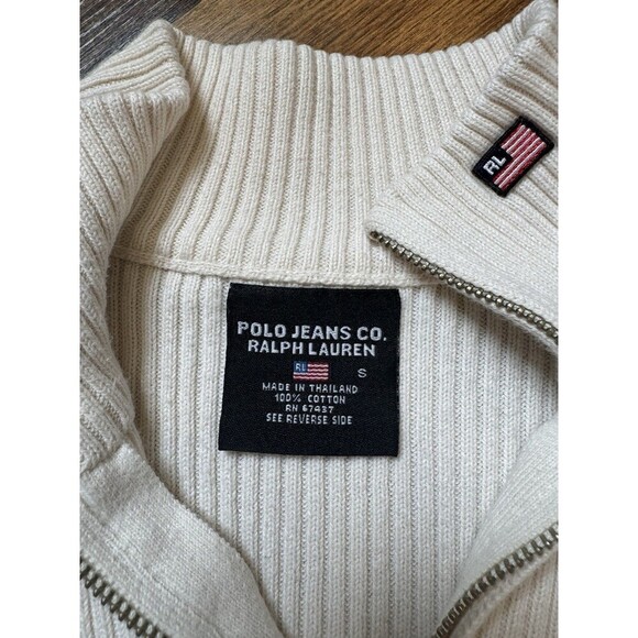 Polo Jeans Ralph Lauren preppy Tight Knit Full Zip Colorblock Small Pink Jacket - Picture 4 of 7